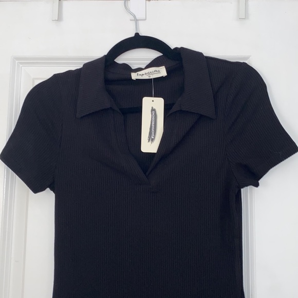 NWT Black collard ribbed body con dress - Picture 3 of 5